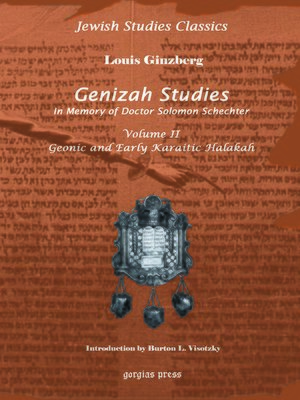 cover image of Genizah Studies in Memory of Doctor Solomon Schechter